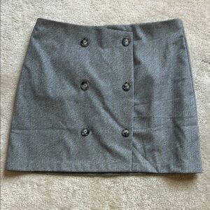LOFT Gray Wrap Pencil Mini Skirt
